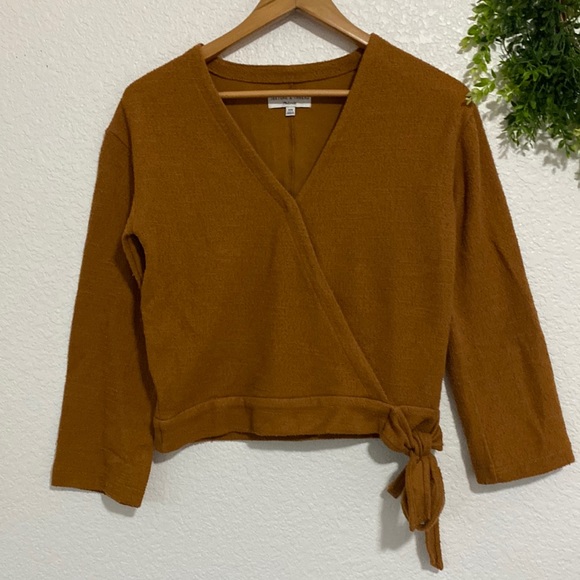 Madewell Texture & Thread Burnt Orange Wrap Top XXS - Picture 5 of 9